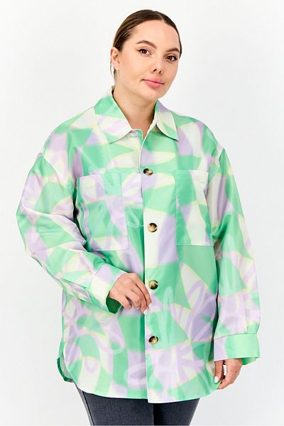 Asos Design Women Allover Print Jacket Shirt, Multicolor