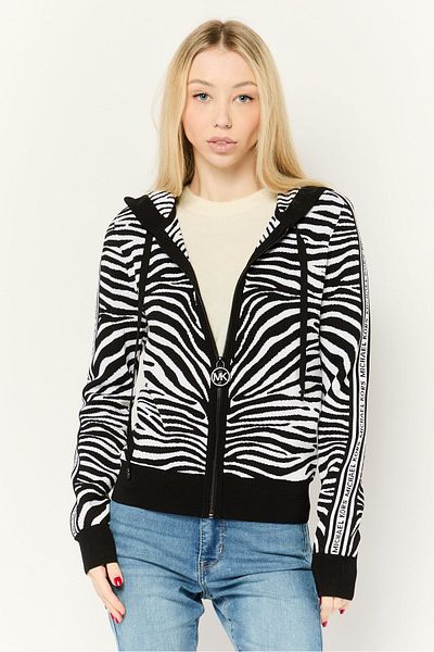 Michael Kors Women Zebra Print Long Sleeve Hoodie, Multicolor