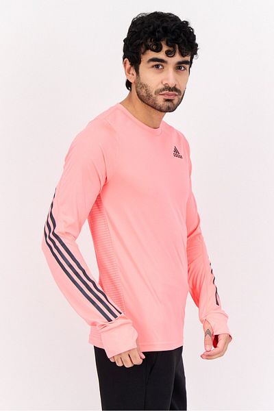 adidas Men Sportswear Fit Long Sleeves Running T-shirt, Coral