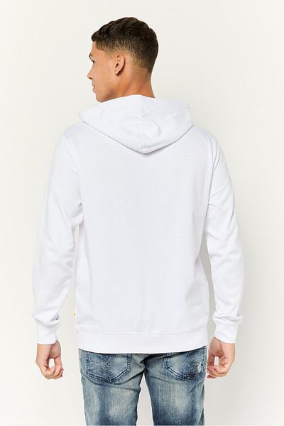GAZZARRİNİ Men Brand Logo Full Zip Hooded Sweatshirt, White