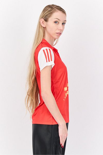 adidas Women Sportswear Fit Short Sleeves Outdoor Polo, Red