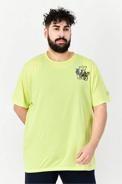 New Balance Men Sportswear Round Neck Short Sleeve Training T Shirt, Lime Green