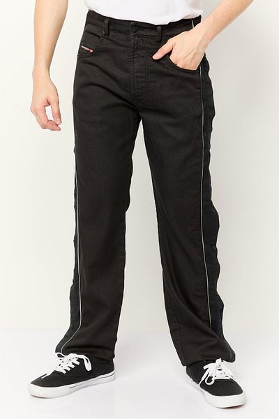 Diesel Men Regular Fit Solid Straight Leg Pants, Black