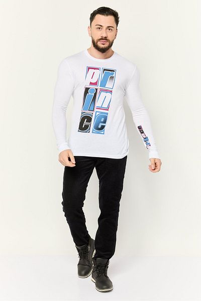 Prince Men Crew Neck Graphic Print Long Sleeves Sweatshirt, White