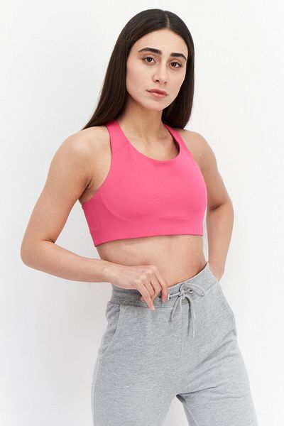 adidas Women Lightly Padded Brand Logo Sports Bra, Pink