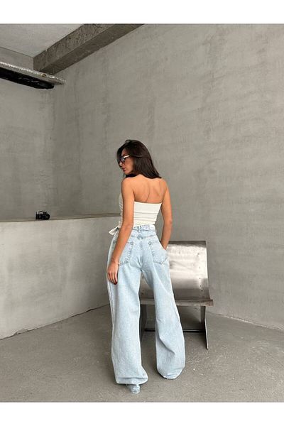 DENİKK TREND SPECIAL DESIGN WİDE LEG BAGGY ΠΑΝΤΕΛΟΝΙ ΤΕΝΤΕΝ ΤΕΝΤΕΝ ΜΕ ΛΕΠΤΟΜΕΡΗ