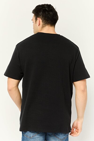 Threadbare Men Crew Neck Short Sleeves Textured T-Shirt, Black