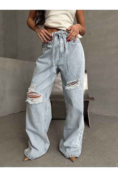 DENİKK TREND SPECIAL DESIGN WİDE LEG BAGGY ΠΑΝΤΕΛΟΝΙ ΤΕΝΤΕΝ ΤΕΝΤΕΝ ΜΕ ΛΕΠΤΟΜΕΡΗ