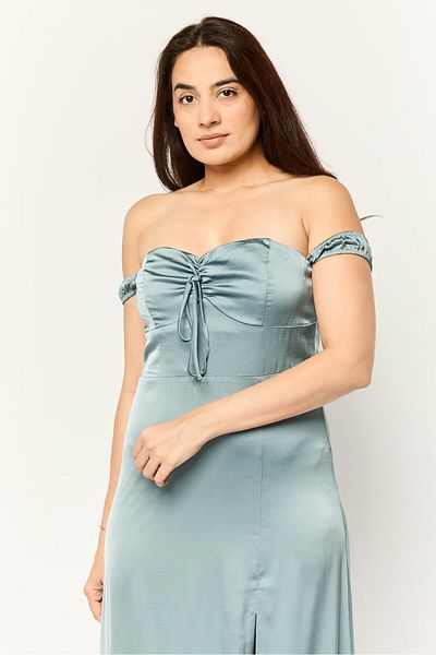 Lulus فستان زفاف نسائي ماكسي سادة من جيس، لون أزرق مخضر إيجي