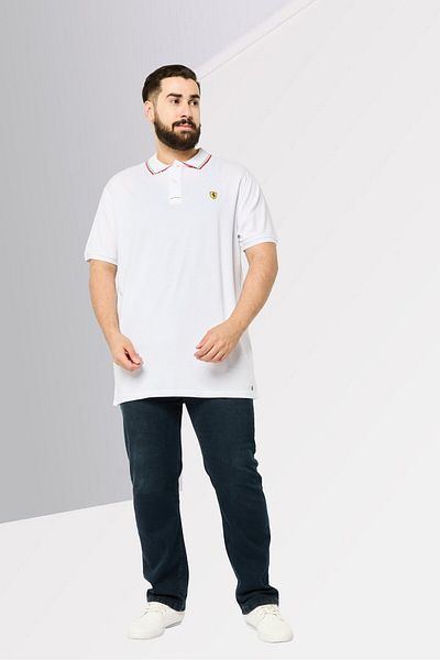 Scuderia Ferrari Men Regular Fit Brand Logo Short Sleeve Polo Shirt, White