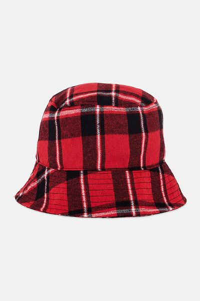 Cropp Women Plaid Bucket Hat, Red