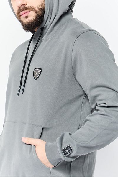 Lamborghini Men Brand Logo Long Sleeve Hoodie, Grey