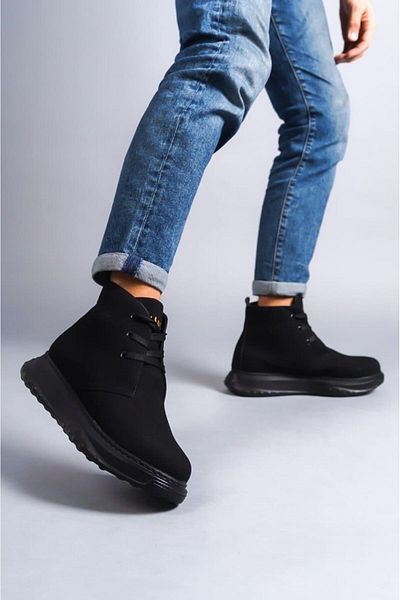 FASHIONLINE SLW204 Ανδρικά αθλητικά μποτάκια Franca Lace-Up Suede ST Μαύρο