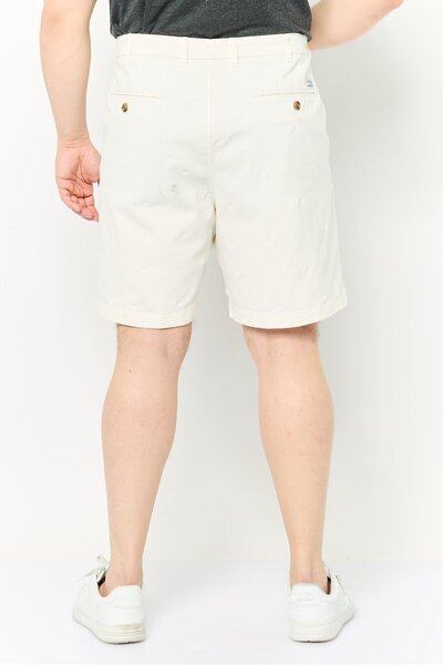 Perry Ellis Men Embroidered 9 Inseam Chino Shorts, White