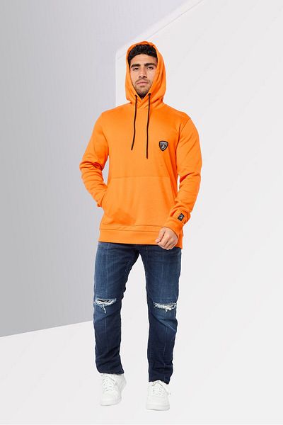 Lamborghini Men Brand Logo Long Sleeves Hoodie, Orange