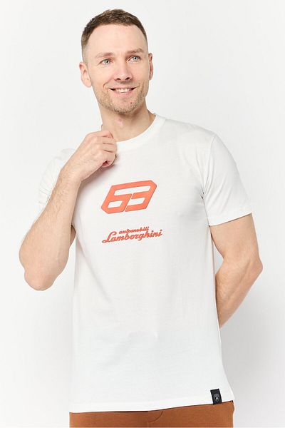 Lamborghini Men Sportswear Fit Short Sleeve Outdoor T-shirt, White