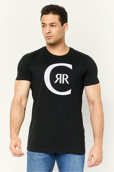 Cerruti 1881 Men Round Neck Short Sleeves Brand Logo T-Shirt, Black