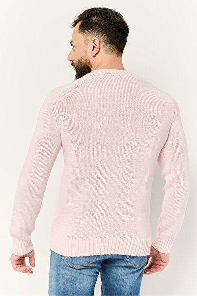 Esprit Men Ribbed Collar Knitted Sweaters, Pink