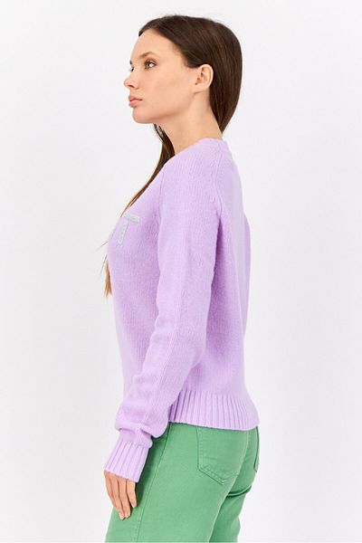Esprit Women Ribbed Collar Embroidered Logo Sweaters, Lavender
