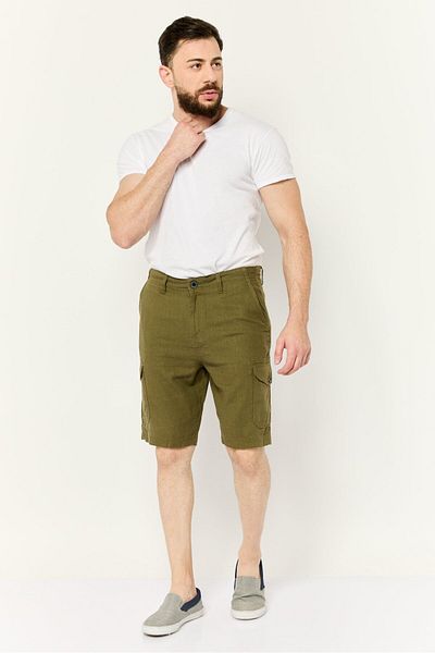 Threadbare Men Plain Cargo Shorts, Khaki