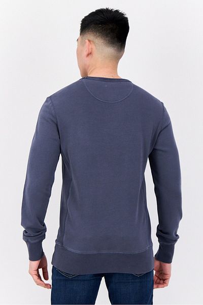 AMERICAN EAGLE Men Crew Neck Long Sleeves Textured Sweatshirts, Slate Blue
