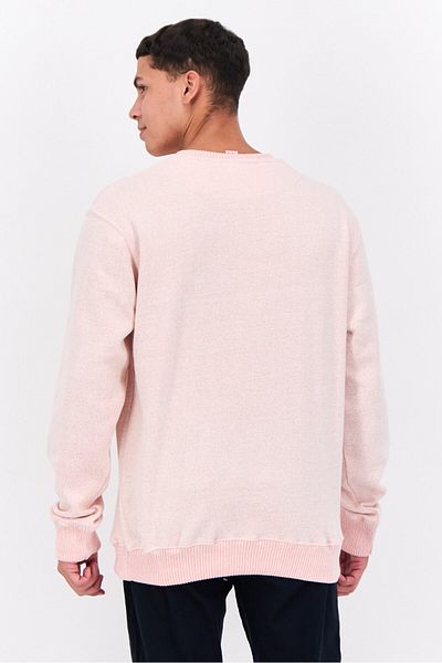 fleece factory Men Crew Neck Textured Long Sleeve Sweatshirt, Pink