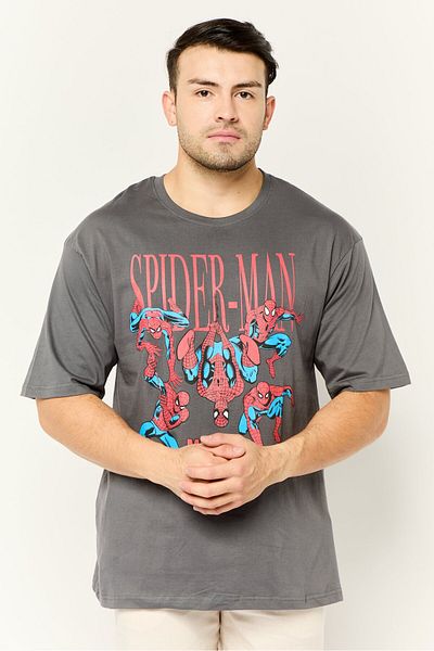 Marvel Men Crew Neck Short Sleeves Graphic Print T-shirt, Grey