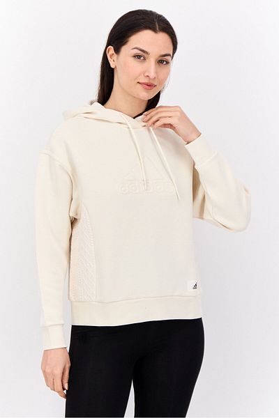 adidas Women Sportswear Fit Long Sleeve Outdoor Hoodies, Cream