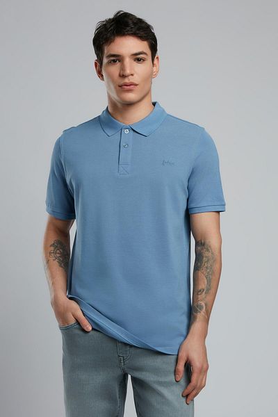 Lee Cooper Twins men's polo collar t-shirt light blue