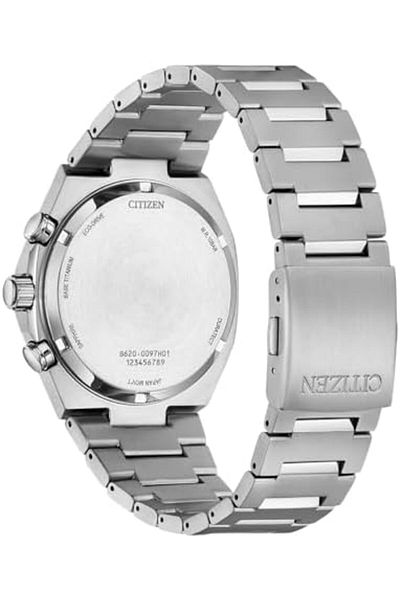 Citizen ساعة Zenshin Chrono CA4610-85Z Eco-Drive للرجال بمينا سمك السلمون، تيتانيوم فائق، 42.5 مم،