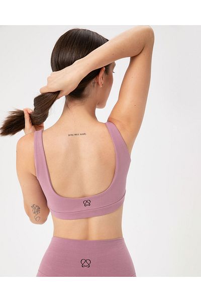 Ayma Active Organic Cotton Pink Low Back Yoga Bra - Backless