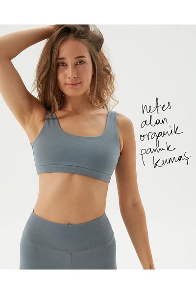 Ayma Active Μπλε Σουτιέν Pilates από οργανικό βαμβάκι με χαμηλή πλάτη