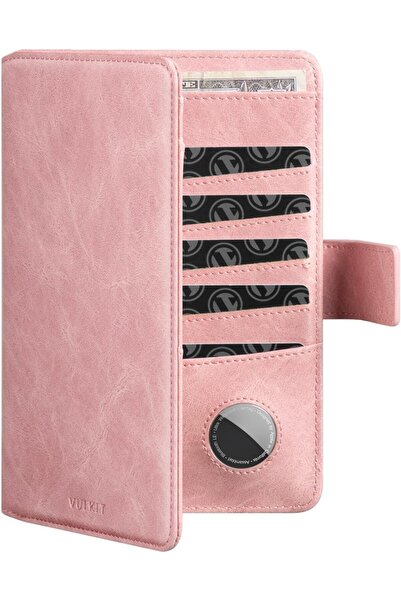 VULKIT حامل جواز السفر المتوافق مع تقنية RFID من Airtag، محفظة جواز السفر الجلدية