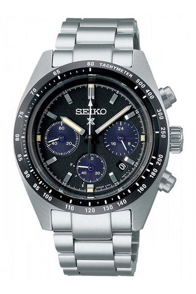 Seiko Prospex Speedtimer SBDL091 Solar Chronograph Men's Watch Black Dial, Stainless Steel