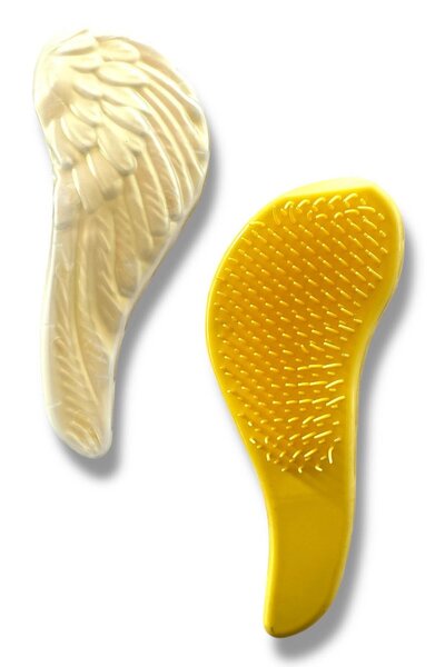 TAKIŞTIR Κίτρινο χρώμα Βούρτσα/χτένα μαλλιών με φιγούρα φτερού