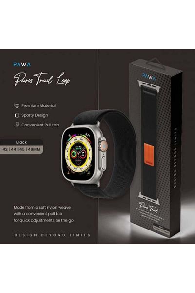 Pawa - Paris Trial Apple Watch Band with Two-Tone Fabric, Compatible with 42/44/45/49 mm in Black an