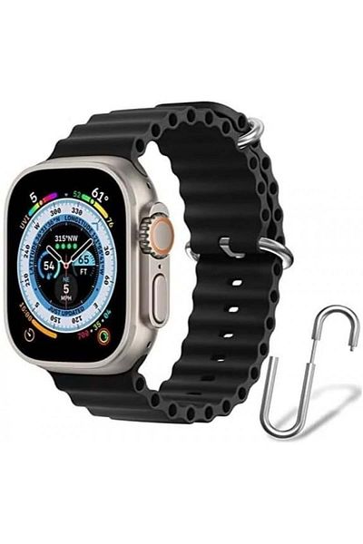 Pawa - London Ocean Apple Watch Silicone Band Compatible with 42 / 44 / 45 / 49 mm Black
