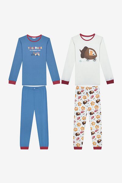 Penti Cotton Boy's Oak Car 2-Piece Multicolor Pajama Set