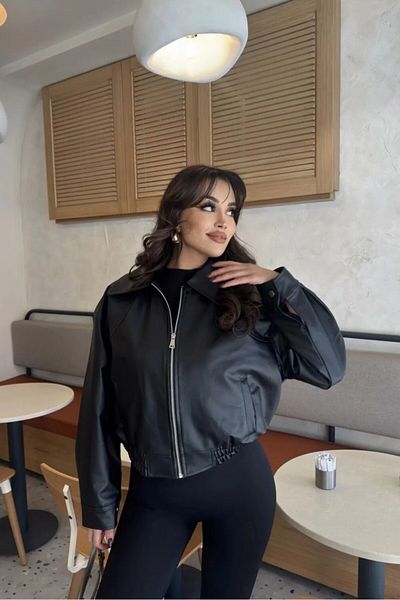 MEECY Damen-Lederjacke