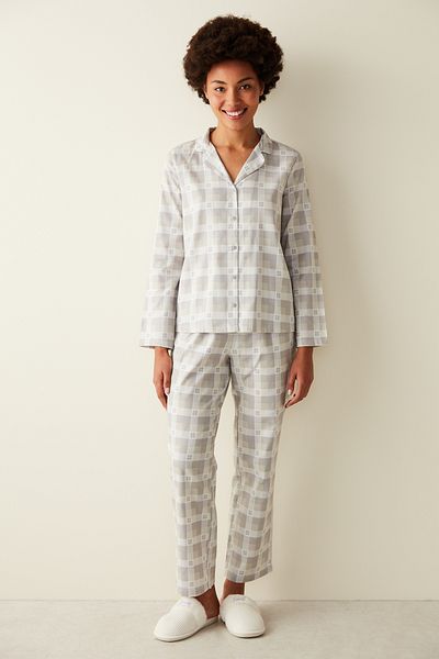 Penti Gray Checkered Shirt Trousers Pajama Set