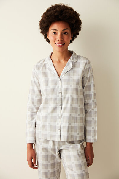 Penti Gri Kareli Gömlek Pantolon Pijama Takımı