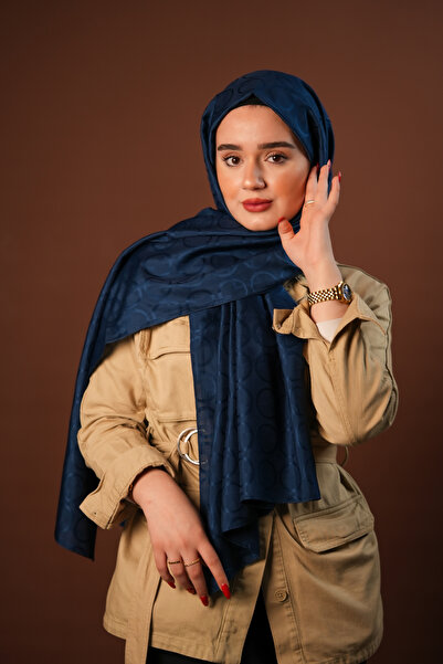 TheFırst Model de șal jacquard de culoare albastră