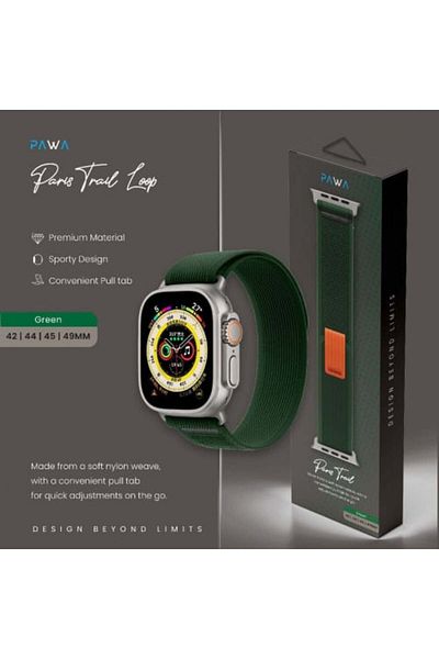 Pawa Apple Watch Band, Two-Tone Fabric, Green and Orange, Compatible with 42/44/45/49 mm