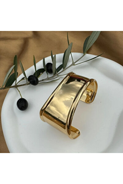 Ervalina Tiffany Model Gold Altın Renk Kalın Kelepçe Bilezik