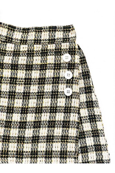 Zekids Girl's Tweed Fabric Plaid Patterned Shorts Skirt