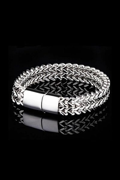 Beauty Vogue Stainless Steel Curb Cuban Chain Bracelet with Magnets 10mm Width Unisex with Magnet