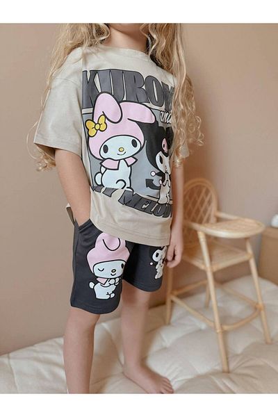 Baby Wikiboom Kuromi T-Shirt Shorts Girl's Set 100% Cotton