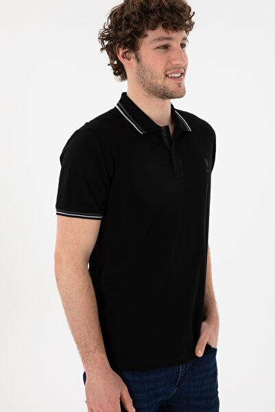 U.S. Polo Assn. Erkek Regular Fit Polo Yaka Siyah Basic Tişört 50306011-VR046