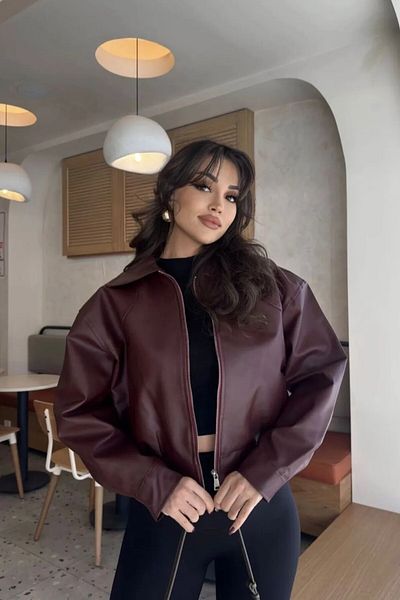 MEECY Women's Leather Jacket