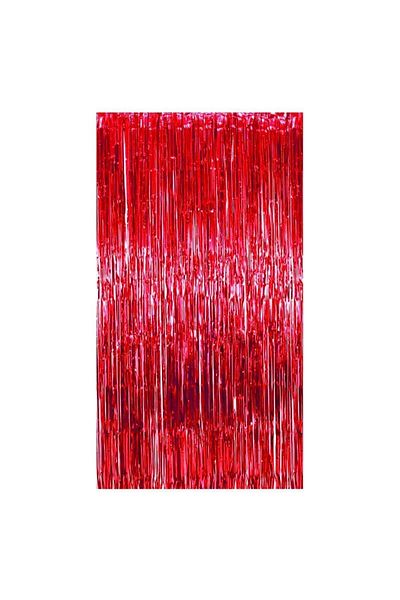 Deniz Party Store New Year's Metalized Background Curtain Red Color 90 cm * 200 cm (Two Sides Are Colorful)